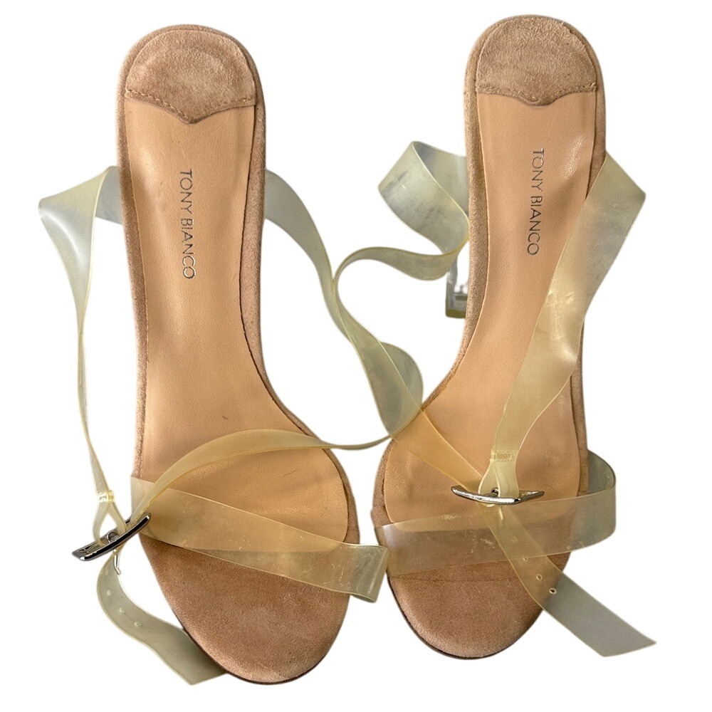 Tony Bianco Transparent Strap Heels Womens Clear Vinyl Stiletto Sandal Chic‎ 8